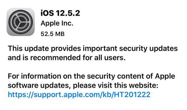 黎平苹果手机维修分享iOS12.5.2发布，建议所有老苹果用户安装 